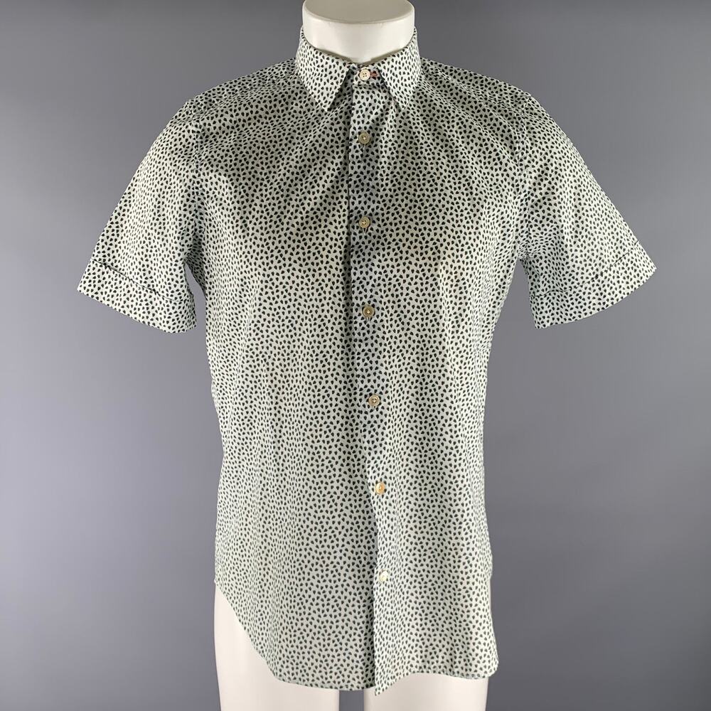PAUL SMITH Size M White Green & Black Fruits Cotton Short Sleeve Shirt